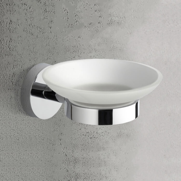 Soap Dish, Nameeks NCB39, Chrome Wall Mounted Frosted Glass Soap Dish